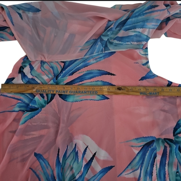 Show Me Your MuMu Zsa Zsa Dress Sz L Pink Blue Tropical Made USA Resort Vacation - Picture 12 of 13
